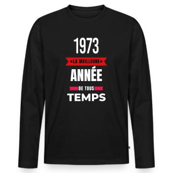 La meilleure année de tous les temps 1973 - T-shirt manches longues Premium bio Homme - noir - Devant - Nico (187cm)