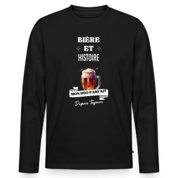Bière Mon duo parfait depuis toujours et histoire - T-shirt manches longues Premium bio Homme - noir - Devant - Nico (187cm)