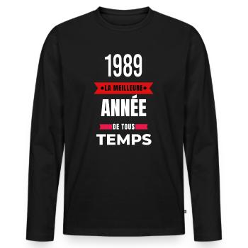 La meilleure année de tous les temps 1989 - T-shirt manches longues Premium bio Homme - noir - Devant - Nico (187cm)