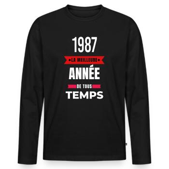 La meilleure année de tous les temps 1987 - T-shirt manches longues Premium bio Homme - noir - Devant - Nico (187cm)