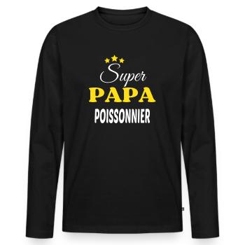 Super Papa POISSONNIER ANNIVERSAIRE - T-shirt manches longues Premium bio Homme - noir - Devant - Nico (187cm)