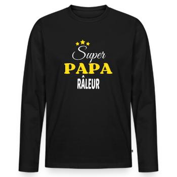 Super Papa RÂLEUR ANNIVERSAIRE - T-shirt manches longues Premium bio Homme - noir - Devant - Nico (187cm)