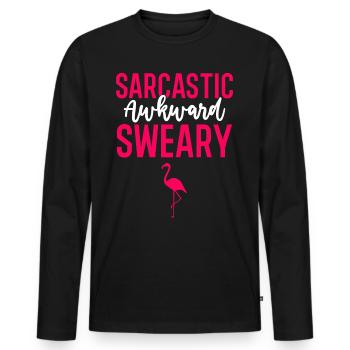 Sarcastique maladroit juré - Sarcasme pour les femmes - T-shirt manches longues Premium bio Homme - noir - Devant - Nico (187cm)