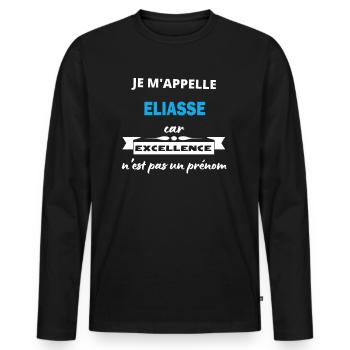 Je m appelle excellence Eliasse - T-shirt manches longues Premium bio Homme - noir - Devant - Nico (187cm)