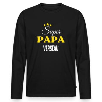 Super Papa VERSEAU ANNIVERSAIRE - T-shirt manches longues Premium bio Homme - noir - Devant - Nico (187cm)