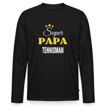 Super Papa TENNISMAN ANNIVERSAIRE - T-shirt manches longues Premium bio Homme - noir - Devant - Nico (187cm)