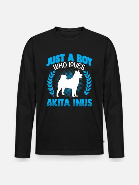 Boy who loves Akita Inu Shiba Inu - Men's Premium Organic Long Sleeve Shirt - black