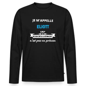 Je m'appelle excellence Eliott - T-shirt manches longues Premium bio Homme - noir - Devant - Nico (187cm)