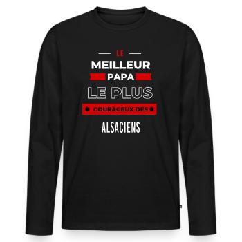 Le meilleur papa, le plus courageux des Alsaciens - T-shirt manches longues Premium bio Homme - noir - Devant - Nico (187cm)