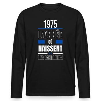 L'année où naissent les meilleurs 1975 - T-shirt manches longues Premium bio Homme - noir - Devant - Nico (187cm)