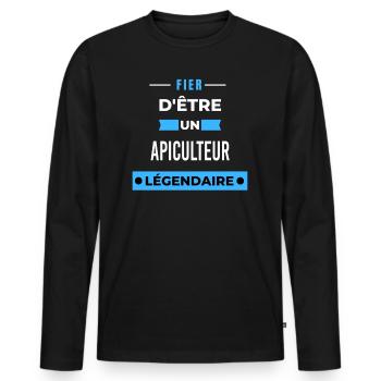 Fier d'être un légendaire APICULTEUR HUMOUR - T-shirt manches longues Premium bio Homme - noir - Devant - Nico (187cm)