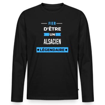 Fier d'être un légendaire ALSACIEN HUMOUR - T-shirt manches longues Premium bio Homme - noir - Devant - Nico (187cm)