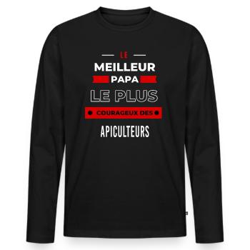 Le meilleur papa, le plus courageux Apiculteurs - T-shirt manches longues Premium bio Homme - noir - Devant - Nico (187cm)