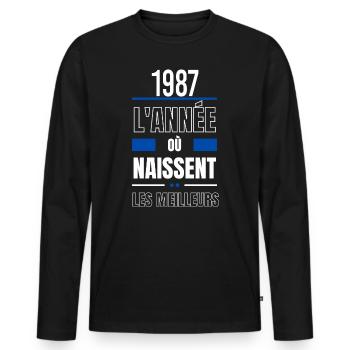 L'année où naissent les meilleurs 1987 - T-shirt manches longues Premium bio Homme - noir - Devant - Nico (187cm)