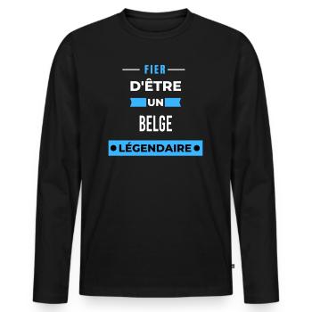 Fier d'être un légendaire BELGE HUMOUR - T-shirt manches longues Premium bio Homme - noir - Devant - Nico (187cm)