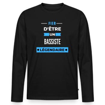 Fier d'être un légendaire BASSISTE HUMOUR - T-shirt manches longues Premium bio Homme - noir - Devant - Nico (187cm)