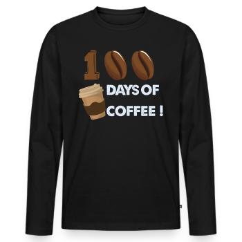 Funny 100 Days of Coffee - Coffee Teacher School - Men's Premium Organic Long Sleeve Shirt - black - Front - Nico (187cm)