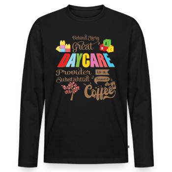 Le café derrière chaque grand - Coffee Teacher School - T-shirt manches longues Premium bio Homme - noir - Devant - Nico (187cm)
