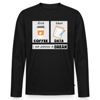 D’abord le café puis les données - Coffee Teacher School - T-shirt manches longues Premium bio Homme - noir - Devant - Nico (187cm)