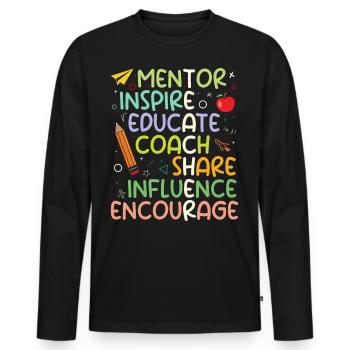Teacher Funny Saying - Back To School For Teachers - Men's Premium Organic Long Sleeve Shirt - black - Front - Nico (187cm)