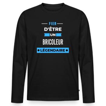 Fier d'être un légendaire BRICOLEUR HUMOUR - T-shirt manches longues Premium bio Homme - noir - Devant - Nico (187cm)