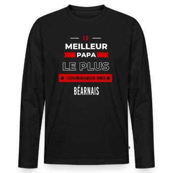 Le meilleur papa, le plus courageux des Béarnais - T-shirt manches longues Premium bio Homme - noir - Devant - Nico (187cm)