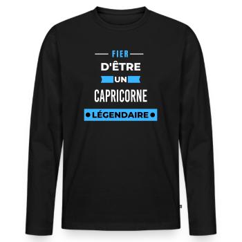 Fier d'être un légendaire CAPRICORNE HUMOUR - T-shirt manches longues Premium bio Homme - noir - Devant - Nico (187cm)