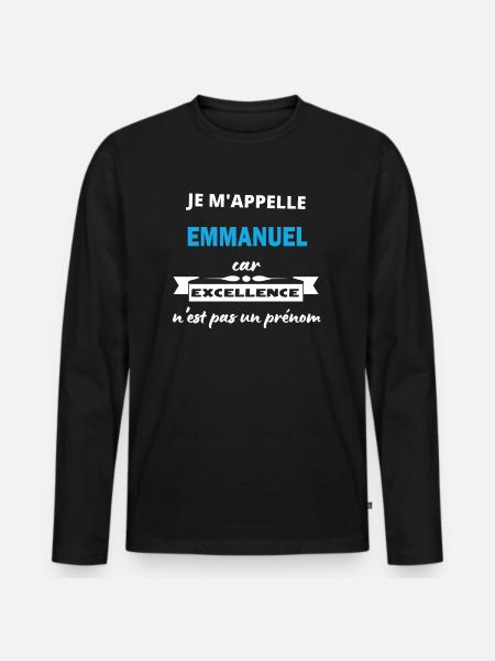 Je m'appelle excellence Emmanuel - T-shirt manches longues Premium bio Homme - noir