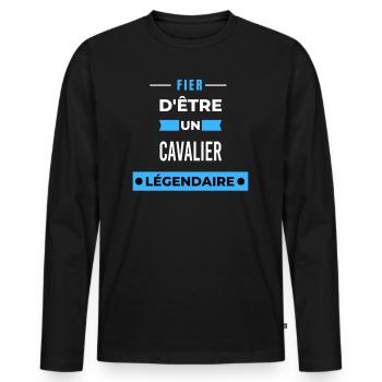 Fier d'être un légendaire CAVALIER HUMOUR - T-shirt manches longues Premium bio Homme - noir - Devant - Nico (187cm)