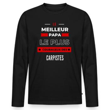 Le meilleur papa, le plus courageux des Carpistes - T-shirt manches longues Premium bio Homme - noir - Devant - Nico (187cm)