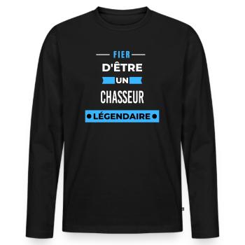 Fier d'être un légendaire CHASSEUR HUMOUR - T-shirt manches longues Premium bio Homme - noir - Devant - Nico (187cm)
