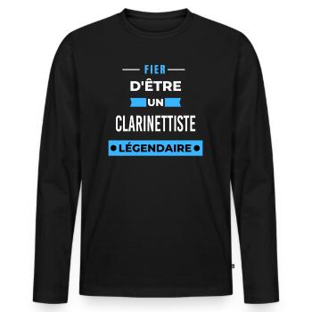 Fier d'être un légendaire CLARINETTISTE HUMOUR - T-shirt manches longues Premium bio Homme - noir - Devant - Nico (187cm)