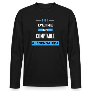 Fier d'être un légendaire COMPTABLE HUMOUR - T-shirt manches longues Premium bio Homme - noir - Devant - Nico (187cm)
