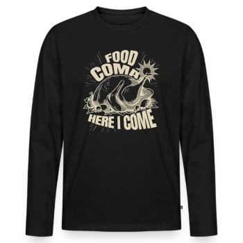 Food Coma Here I Come: Kids Funny For Thanksgiving - Men's Premium Organic Long Sleeve Shirt - black - Front - Nico (187cm)