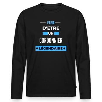 Fier d'être un légendaire CORDONNIER HUMOUR - T-shirt manches longues Premium bio Homme - noir - Devant - Nico (187cm)