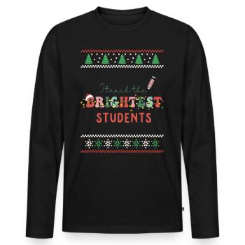 I teach the brightest Ones Retro Groovy Christmas - Männer Premium Bio Langarmshirt - Schwarz - Vorne - Nico (187cm)