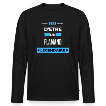 Fier d'être un légendaire FLAMAND HUMOUR - T-shirt manches longues Premium bio Homme - noir - Devant - Nico (187cm)