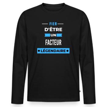 Fier d'être un légendaire FACTEUR HUMOUR - T-shirt manches longues Premium bio Homme - noir - Devant - Nico (187cm)