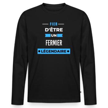 Fier d'être un légendaire FERMIER HUMOUR - T-shirt manches longues Premium bio Homme - noir - Devant - Nico (187cm)