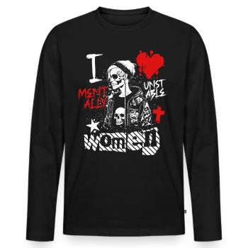 I Love Mentally Unstable Women Ironic Meme Punk - Men's Premium Organic Long Sleeve Shirt - black - Front - Nico (187cm)