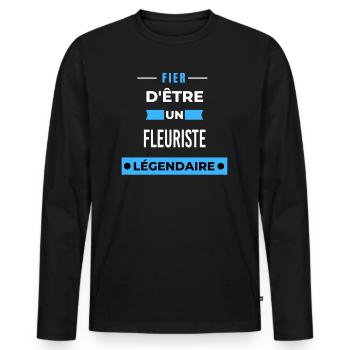 Fier d'être un légendaire FLEURISTE HUMOUR - T-shirt manches longues Premium bio Homme - noir - Devant - Nico (187cm)