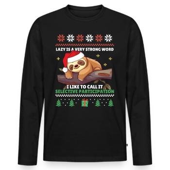 Participation sélective - Sloth Ugly Christmas - T-shirt manches longues Premium bio Homme - noir - Devant - Nico (187cm)