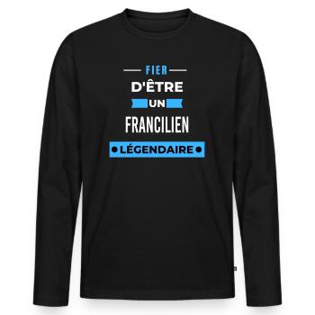Fier d'être un légendaire FRANCILIEN HUMOUR - T-shirt manches longues Premium bio Homme - noir - Devant - Nico (187cm)