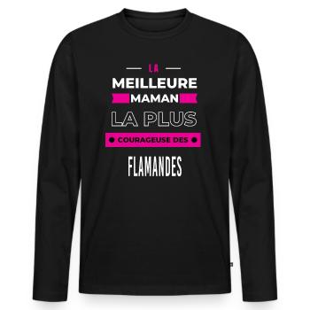 La meilleure maman plus courageuse des Flamandes - T-shirt manches longues Premium bio Homme - noir - Devant - Nico (187cm)