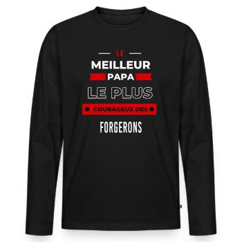 Le meilleur papa, le plus courageux des Forgerons - T-shirt manches longues Premium bio Homme - noir - Devant - Nico (187cm)