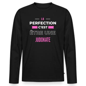 La perfection, c'est être une judokate - T-shirt manches longues Premium bio Homme - noir - Devant - Nico (187cm)