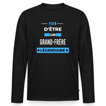 Fier d'être un légendaire GRAND-FRÈRE HUMOUR - T-shirt manches longues Premium bio Homme - noir - Devant - Nico (187cm)