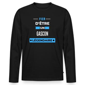 Fier d'être un légendaire GASCON HUMOUR - T-shirt manches longues Premium bio Homme - noir - Devant - Nico (187cm)