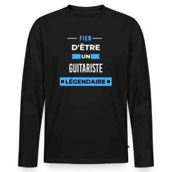 Fier d'être un légendaire GUITARISTE HUMOUR - T-shirt manches longues Premium bio Homme - noir - Devant - Nico (187cm)