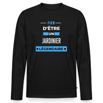 Fier d'être un légendaire JARDINIER HUMOUR - T-shirt manches longues Premium bio Homme - noir - Devant - Nico (187cm)